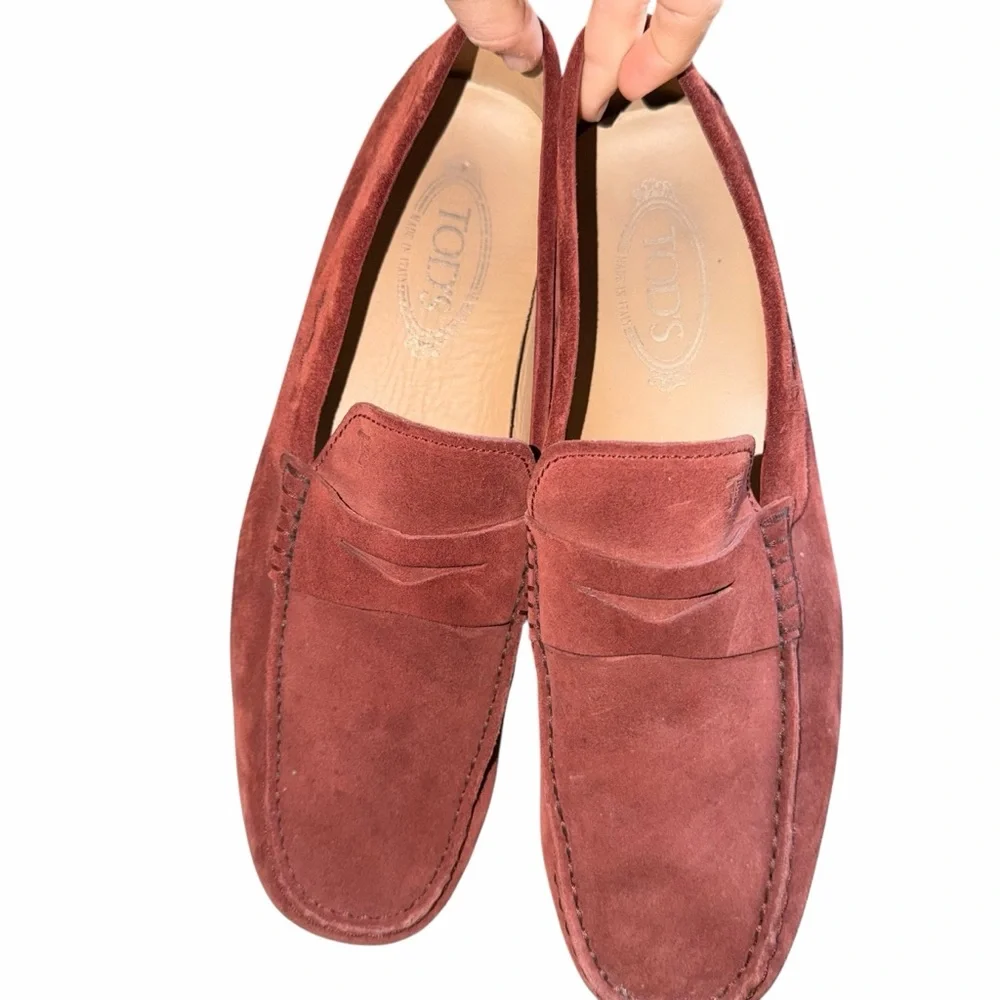 Tod's Men's Suede Loafers - Burgundy Mens 9‎